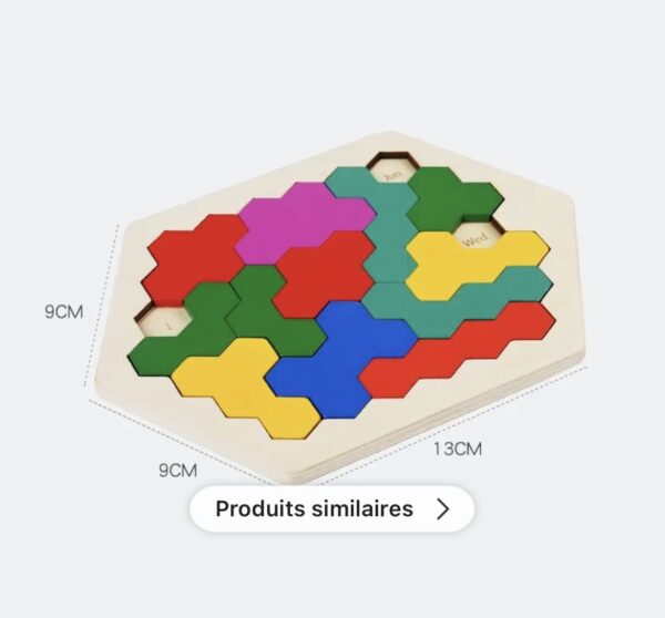 Puzzle hexagonal en bois : Un défi coloré et éducatif – Image 6