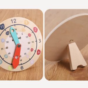 Horloge Montessori en bois parfaite pour apprendre à lire l'heure.