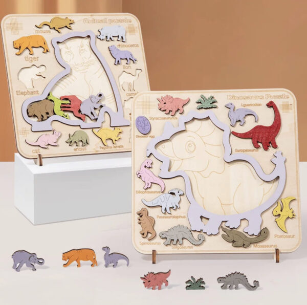 Puzzle tout-en-un animaux et dinosaures : Un voyage dans le temps